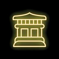 Glowing neon icon of traditional japanese building on black background vector