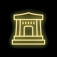 Glowing neon icon of a courthouse or bank building on a black background vector