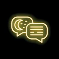 Neon icon of two speech bubbles showing night conversation vector