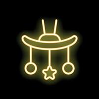 Neon baby mobile hanging with stars and circles glowing vector