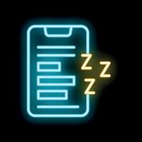 Neon icon of smartphone with sleep mode turned on displaying z letters vector