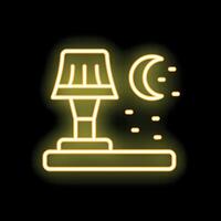 Neon table lamp shining at night under crescent moon vector