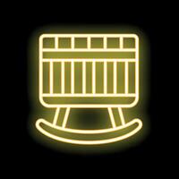 Neon yellow cradle rocking on black background vector