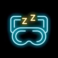 Neon sleep mask glowing on black background vector