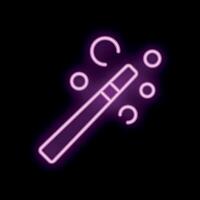 Neon magic wand creating sparkling dust trail on black background vector