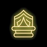 Glowing neon icon of military rank insignia on black background vector