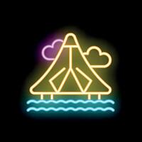 Neon style icon of mount fuji emerging from the sea vector