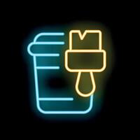 Neon sign of paint bucket and brush for renovation and decorating vector