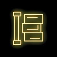 Neon yellow database icon glowing on black background vector