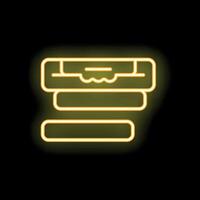 Neon sign representing stack of books for library or bookstore logo vector
