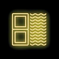 Neon icon of opened window with curtains blowing in wind vector