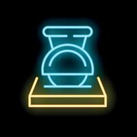 Neon icon of a bench grinder glowing on a black background vector