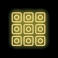 Neon yellow menu board with empty dishes glowing on a black background vector