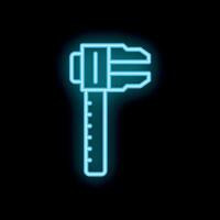 Neon caliper icon glowing on dark background vector