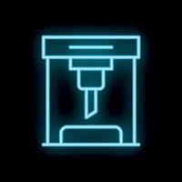 Neon icon of a 3d printer printing a prototype vector