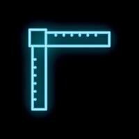 Blue neon try square icon glowing in the dark vector