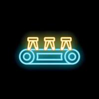 Neon sign representing conveyor belt carrying stools vector