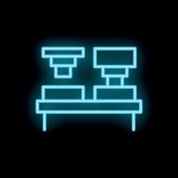 Neon icon of a coffee machine brewing two cups of coffee vector