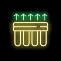 Neon green arrows pointing up from radiator heating system icon vector