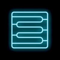Neon blue server icon showing database storage system vector