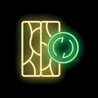 Neon icon of car tire tread representing retreading service vector
