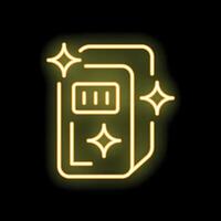 Neon icon of a clean and sparkling refrigerator depicting freshness and hygiene vector
