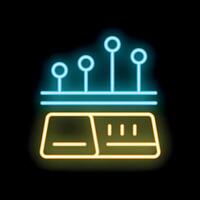 Neon icon of a router emitting a wireless signal for internet access vector