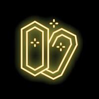 Neon yellow coffin icon glowing on black background vector