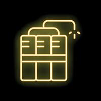 Neon dynamite time bomb exploding with spark on black background vector