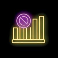 Neon sign representing stagnation with forbidden symbol above bars vector