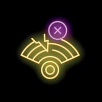 Neon sign representing wifi signal disconnecting showing offline status vector