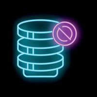 Neon icon of database disconnecting showing data loss in blue and purple vector