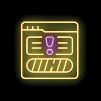 Neon sign showing website with error message and progress bar vector