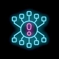 Neon style icon showing network problem with exclamation point vector