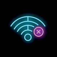 Neon wifi symbol losing signal showing internet connection problem vector