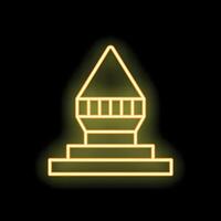 Neon sign of a chess king piece glowing on black background vector