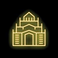 Neon sign representing a big traditional building with a large entrance vector