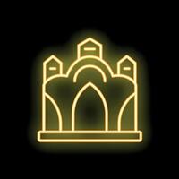 Neon sign of a medieval castle glowing on a black background vector