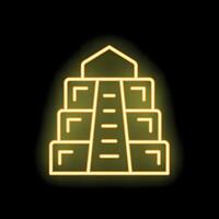 Glowing neon icon of chichen itza mayan pyramid on black background vector