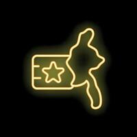 Neon sign shaped like a hand giving a ticket with a star on it vector