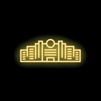 Neon style icon representing a university campus building with a circular window vector