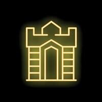 Glowing neon line fortress icon isolated on black background vector