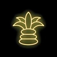 Neon pineapple glowing on black background vector