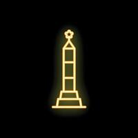 Glowing neon icon of monument to the conquerors of space in moscow on black background vector