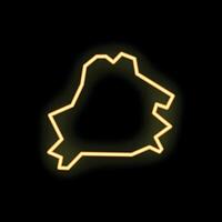 Golden neon light shape of belarus map on black background vector