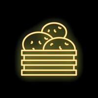 Neon yellow potatoes inside a wooden crate vector