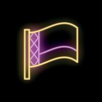 Purple and gold neon flag waving in the wind vector