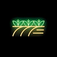 Neon green and yellow cultivated field icon on black background vector