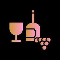 Wine Glass and Grapes Icon Design vector