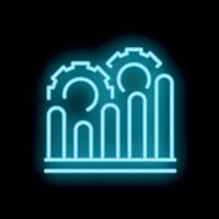 Neon icon of gears increasing productivity shown on bar chart vector